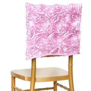 16" Pink Satin Rosette Chiavari Chair Caps, 300 Chair Back Covers